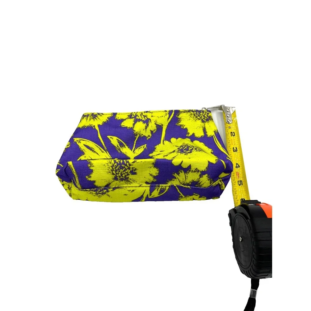 Clinique Floral Cosmetic‎ Makeup Travel Bag Yellow Purple 9x6x3-Set of 15